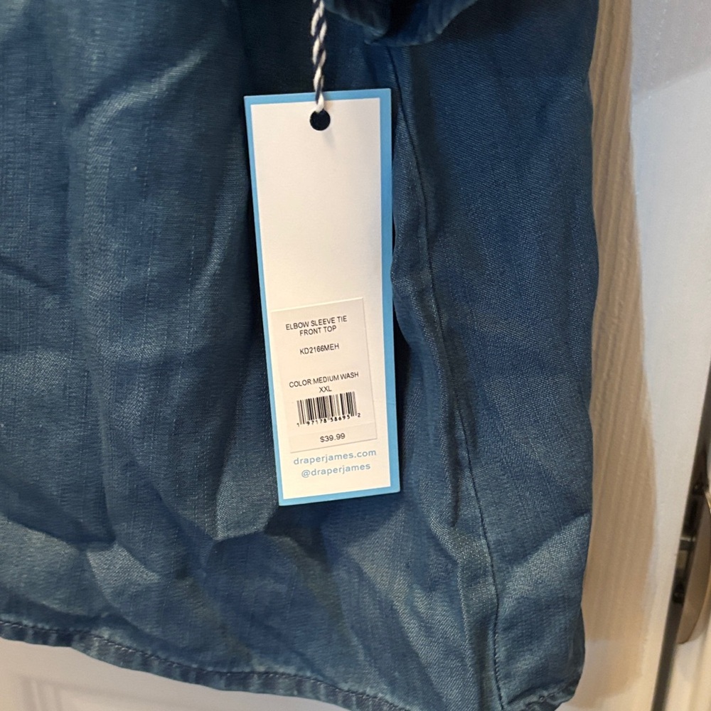 Draper James Denim Ruffle Top - Picture 3 of 3